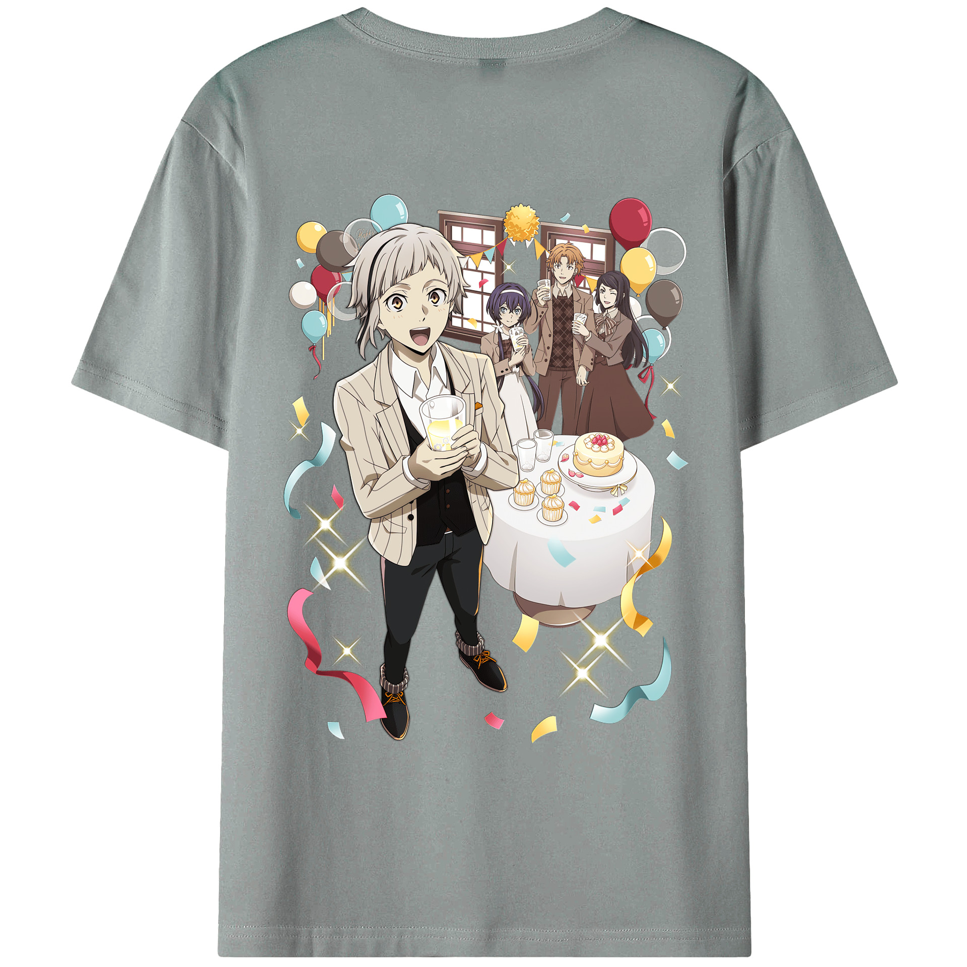 （画像用） 文豪ストレイドッグス Bungo Stray Dogs 綿100％ メンズ半袖Tシャツ（バックプリント） 通気性